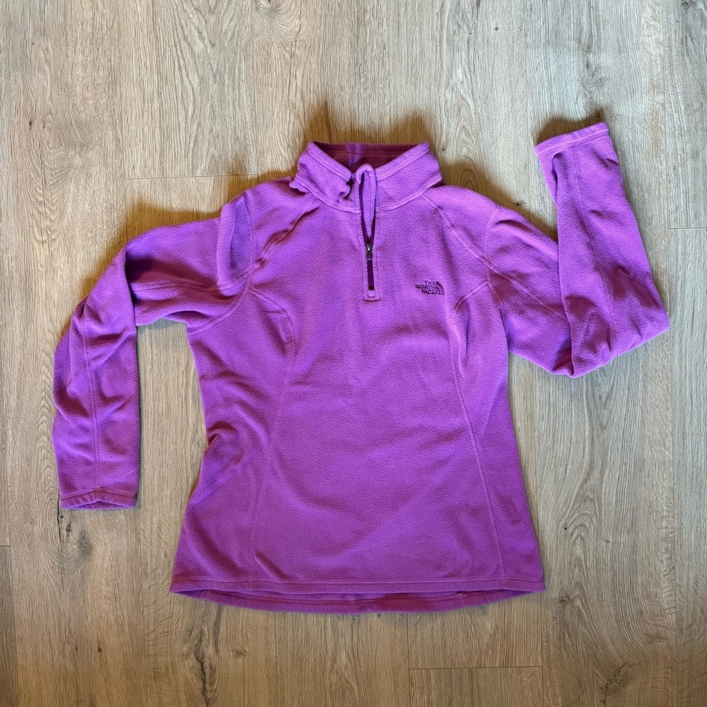 The North Face Womens Purple Long Sleeve Quarter-Zip Fleece Jacket Size Medium